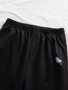 Genkimix Kids 2件組小男孩休閒運動學院風街頭可愛酷馬圖案條紋印花運動衫+長褲，適合日常穿著、上學、外出、運動，春秋季節穿著，為男孩提供多種搭配選擇，增加衣著組合多樣性，整體設計簡約優雅，舒適時尚 - 彩色 - 查看 6