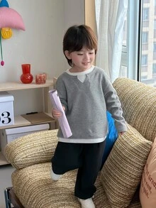 DAZY Infant (Boy) Round Neck Colorblock Long Sleeve Top - Grey - View 4