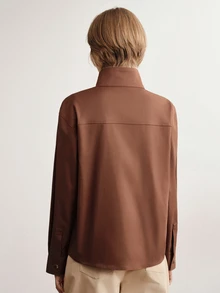 Briarwyn Jaket Lengan Panjang Wanita Warna Polos Kasual Serbaguna untuk Pemakaian Sehari-hari - Rust Brown - View 2