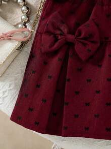 SHEIN Elladie kids 女童可愛休閒短袖羅紋上衣搭配時尚刺繡布料裙，舒適甜美 - 彩色 - 查看 5