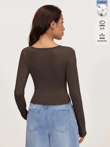 SHEIN BASICS 3件組女款純色方領T恤 - 彩色 - 查看 6