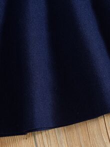 Elladie kids 女童甜美可愛秋冬新款優雅仿珍珠鈕扣針織洋裝，柔軟百搭領口長袖，適合假日穿搭與秋冬季節 - 藏蓝色 - 查看 6