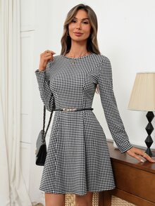 EMERY ROSE Women's Plaid Casual Daily Summer Short Dress - Black - View 5