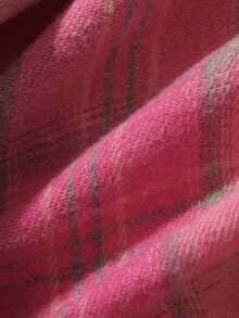 DAZY Women's Loose Plaid Cardigan Robe With Frill Trim And Asymmetric Front - Pink - View 6