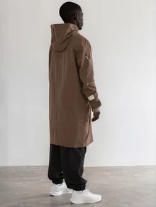 FORM&CHAOS Men's Loose Fit Workwear Zip-Up Hooded Long Sleeve Windbreaker Jacket, Autumn/Winter - Brown - View 7