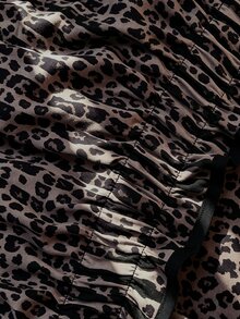 EMERY ROSE Plus Size Leopard Print Casual High Waist Slimming Straight Leg Pants For Autumn/Winter Outfits - Multicolor - View 3