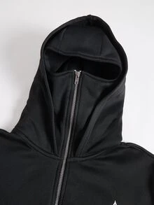 SHEIN 青少年女孩十字圖案休閒日常運動衫 - 黑色 - 查看 4