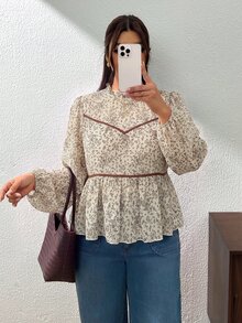 SHEIN Frenchy Plus Size Women's All-Over Print Casual Everyday Shirt - Multicolor - View 6