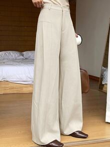 DAZY Women's Solid Color Casual Versatile Daily Travel Long Pants - Beige - View 5