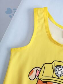 SHEIN | PAW Patrol 小男孩卡通印花上衣與低腰內褲內衣套裝 - 黃色 - 查看 6