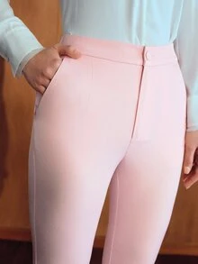 MOTF PREMIUM WOMEN'S ELEGANT COMMUTER FLARED SUIT PANTS - Pink - View 5