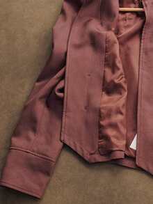Briarwyn Jaket Blazer Kasual Gaya Napoleon Warna Polos untuk Wanita, Musim Dingin - Coffee Brown - View 8
