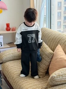 DAZY Infant (Boy) Round Neck Contrast Color Long Sleeve Jacket Set - Grey - View 6
