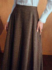 MOTF PREMIUM WOMEN'S SOLID COLOR CASUAL VERSATILE DAILY WEAR SKIRT - Coffee Brown - View 2