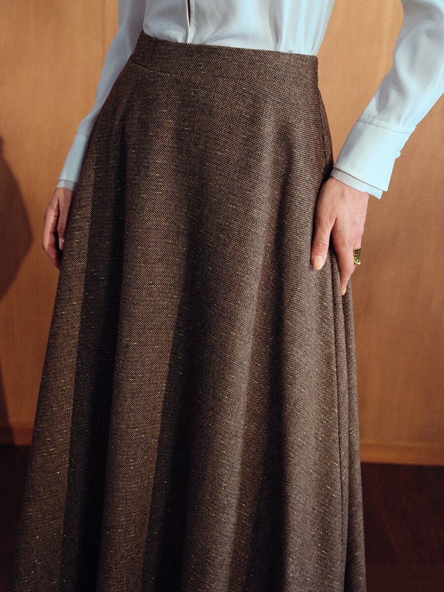 MOTF PREMIUM WOMEN'S SOLID COLOR CASUAL VERSATILE DAILY WEAR SKIRT - Coffee Brown - View 2