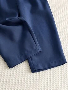 SHEIN Baby Boy Lapel Neck Single-Breasted Jacket, 2 In 1 Shirt And Long Pants, 3-Piece Set, Collegiate Style - Navy Blue - View 7