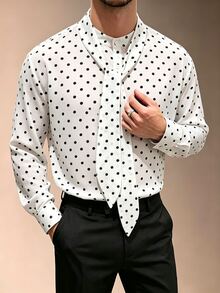 ZURIURI Men's French Vintage Polka Dot Elegant Gentleman Shirt - Multicolor - View 3