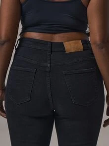 MUSERA Plus Black Denim Pocket Detail Skinny Capri Jeans Casual Denim Cool Basic Fall Winter Autumn - Black - View 6