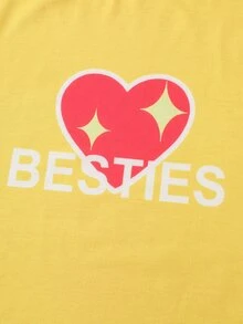 My Little Pony X SHEIN Men's Letter & Heart Print Short Sleeve Casual T-Shirt G4 - Yellow - View 6
