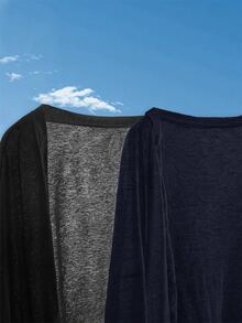 SHEIN EZwear 黑色海軍藍大尺碼女款開襟外套 2 件套 秋季 - 藏蓝色 - 查看 4