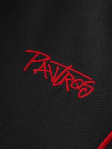 PAVTROS 男士十字刺繡抽繩腰口袋休閒短褲 - 黑色 - 查看 2