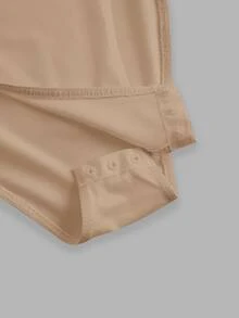 SHEIN BASICS 純色露肩連身衣/春夏季女裝套裝 - 駝色 - 查看 4