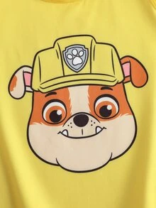 SHEIN | PAW Patrol 小男孩卡通印花上衣與低腰內褲內衣套裝 - 黃色 - 查看 5