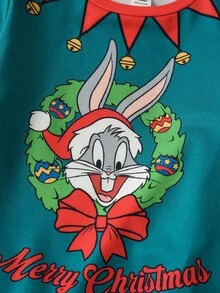 LOONEY TUNES X SHEIN Young Boy Crew Neck Long Sleeve Top And Striped Long Pants Loungewear - Multicolor - View 4