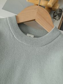 SHEIN Playful Pals Boys (Small) Sweater, Turn Collar, Long Sleeve, Striped Color Block, Suitable For Spring, Autumn, Winter, Autumn/Winter Seasons - Green - View 8