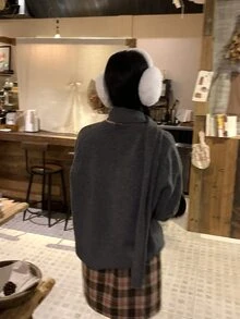 DAZY Women's Casual Solid Color Autumn/Winter Long Sleeve Korean Style Cardigan - Grey - View 2