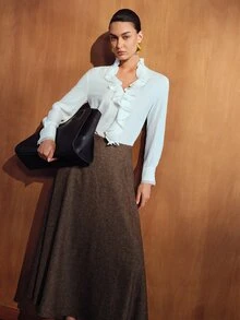 MOTF PREMIUM WOMEN'S SOLID COLOR CASUAL VERSATILE DAILY WEAR SKIRT - Coffee Brown - View 7