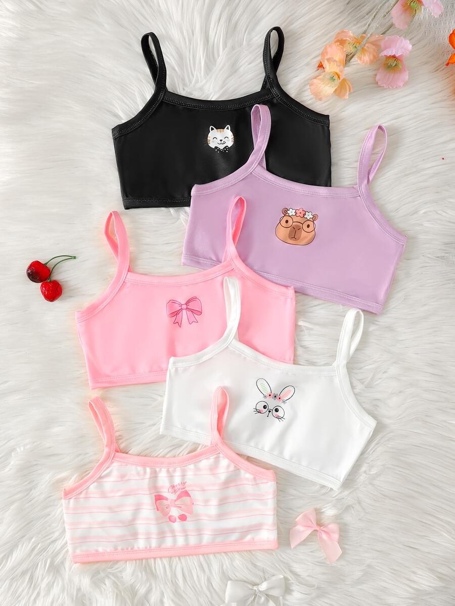 SHEIN 5件組青少年女孩內搭背心 - 彩色 - 查看 1