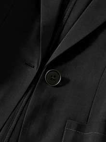 GlowEve CURVE Blazer Ukuran Besar Elegan dengan Kerah Pas Badan, Jaket Bisnis Kasual Blok Warna Kancing Tunggal, Musim Gugur/Dingin - Hitam - View 4
