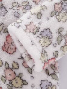秋冬雙面法蘭絨保暖加厚新生兒居家服套裝，可愛花卉印花粉色彼得潘領長袖上衣搭配連腳褲，柔軟舒適，新生兒最佳禮物 - 淺粉色 - 查看 7