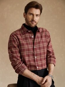 Core Aspect 1pc Men's Light Business Style Shirt, Commute Versatile, Fashionable & Comfortable, Boyfriend Gift, Husband Gift, Anniversary Gift - Red - View 4