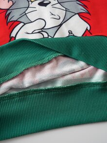 TOM & JERRY X SHEIN Sweatshirt Kasual Lengan Panjang Leher Bulat Bergambar Kartun untuk Anak Laki-Laki Remaja - MultiWarna - View 7