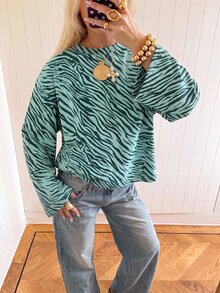 SHEIN EZwear 寬鬆休閒長袖多巴胺豹紋印花T恤，適合日常通勤、聚會、秋冬春夏、聖誕節、新年、感恩節、派對、婚禮、海灘 - 彩色 - 查看 3