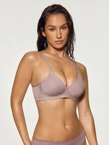 SHAPORA 1pc Comfortable Cotton Wireless Bra - Dusty Purple - View 5