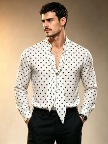 ZURIURI Men's French Vintage Polka Dot Elegant Gentleman Shirt - Multicolor - View 4