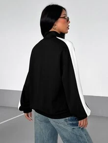 Flirla Casual Versatile Chinese Style Frog Button Cardigan Stand Collar Black & White Contrast Fashion Women's Jacket - Black and White - View 2