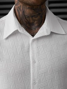 SLATEMANN Men's Solid Color Casual Versatile Daily Wear Shirt - White - View 4