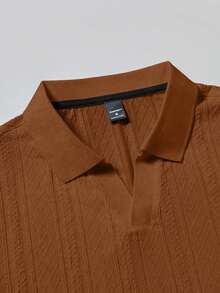 Manfinity Homme 男士純色休閒百搭短袖 Polo 衫 - 咖啡棕 - 查看 5