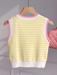 Comfortcana 2026秋冬/夏季/休閒/Y2K風格衣服/可愛上衣/萬聖節/節慶穿搭/校園/波點/藍色 - 黃色 - 查看 2