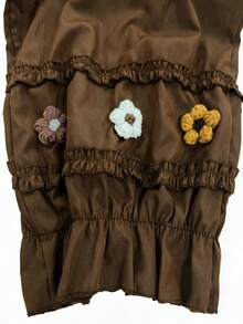 GlowEve CURVE Women's Plus Size Floral Ruched Brown Fashion Pants - Brown - View 4