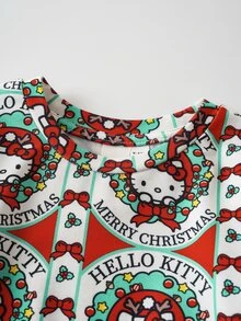 HELLO KITTY AND FRIENDS | SHEIN Baby Girl Cartoon Print Long Sleeve Top And Pants Loungewear Set - Multicolor - View 3
