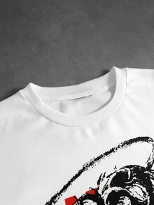 ROMWE MEN Men's Autumn/Winter 2 In 1 College Street Style Hot-Selling T-Shirt - White - View 4
