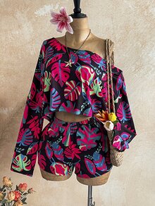 Soleia Women's Plus Size Autumn/Winter Printed Long Sleeve 2 Pieces Set - Multicolor - View 7