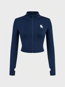 SHEIN NovaGlow Tween Girl Sporty Casual Daily Knit Solid Color Cardigan Jacket & Flared Long Pants Set - Navy Blue - View 4