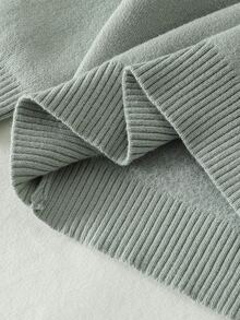 SHEIN Playful Pals Boys (Small) Sweater, Turn Collar, Long Sleeve, Striped Color Block, Suitable For Spring, Autumn, Winter, Autumn/Winter Seasons - Green - View 9
