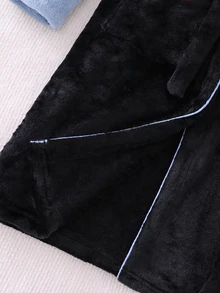 Boys' Home Clothes Big Kids Warm Soft Skin-Friendly Plush Hooded Design Belted Robe - Black - View 6